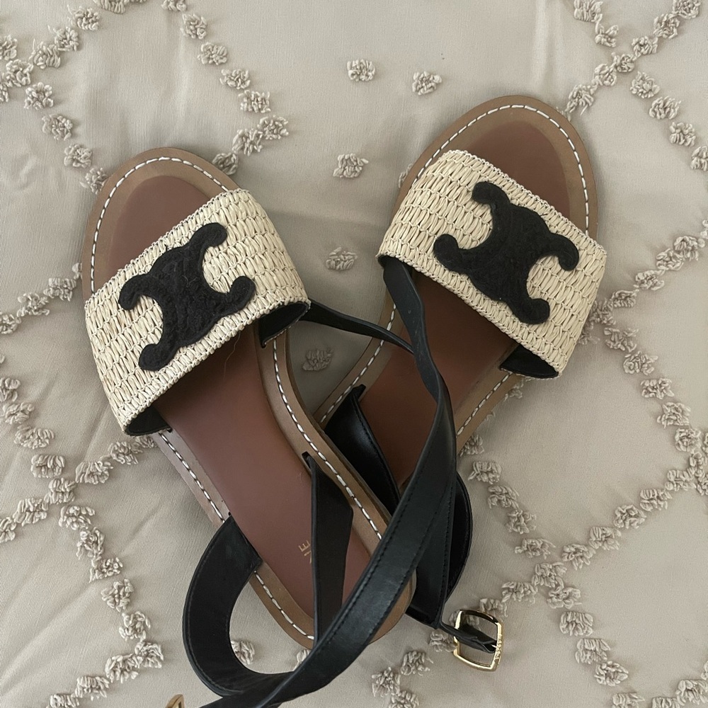 Celine Black and Cream Sandals